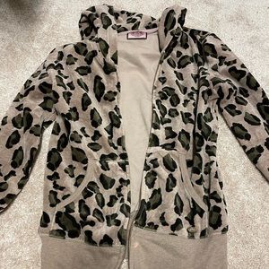 RARE Vintage Juicy Couture Leopard Print Velour Hoodie Zip Up